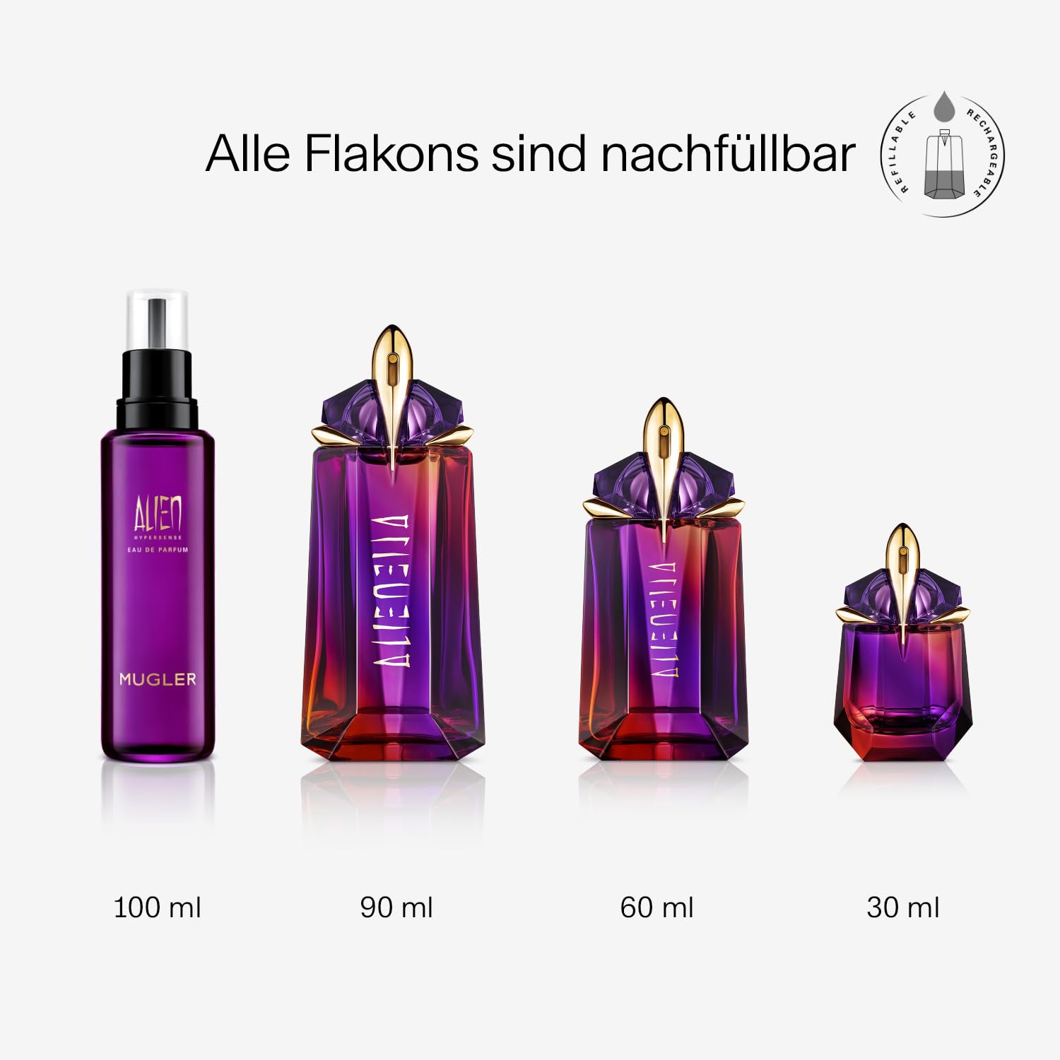 MUGLER Alien Hypersense Eau de Parfum, Damen-Parfum, Fruchtiger, holziger und blumiger Duft, Hypermodern und hyperfeminin, Nachfüllbar – Bild 4