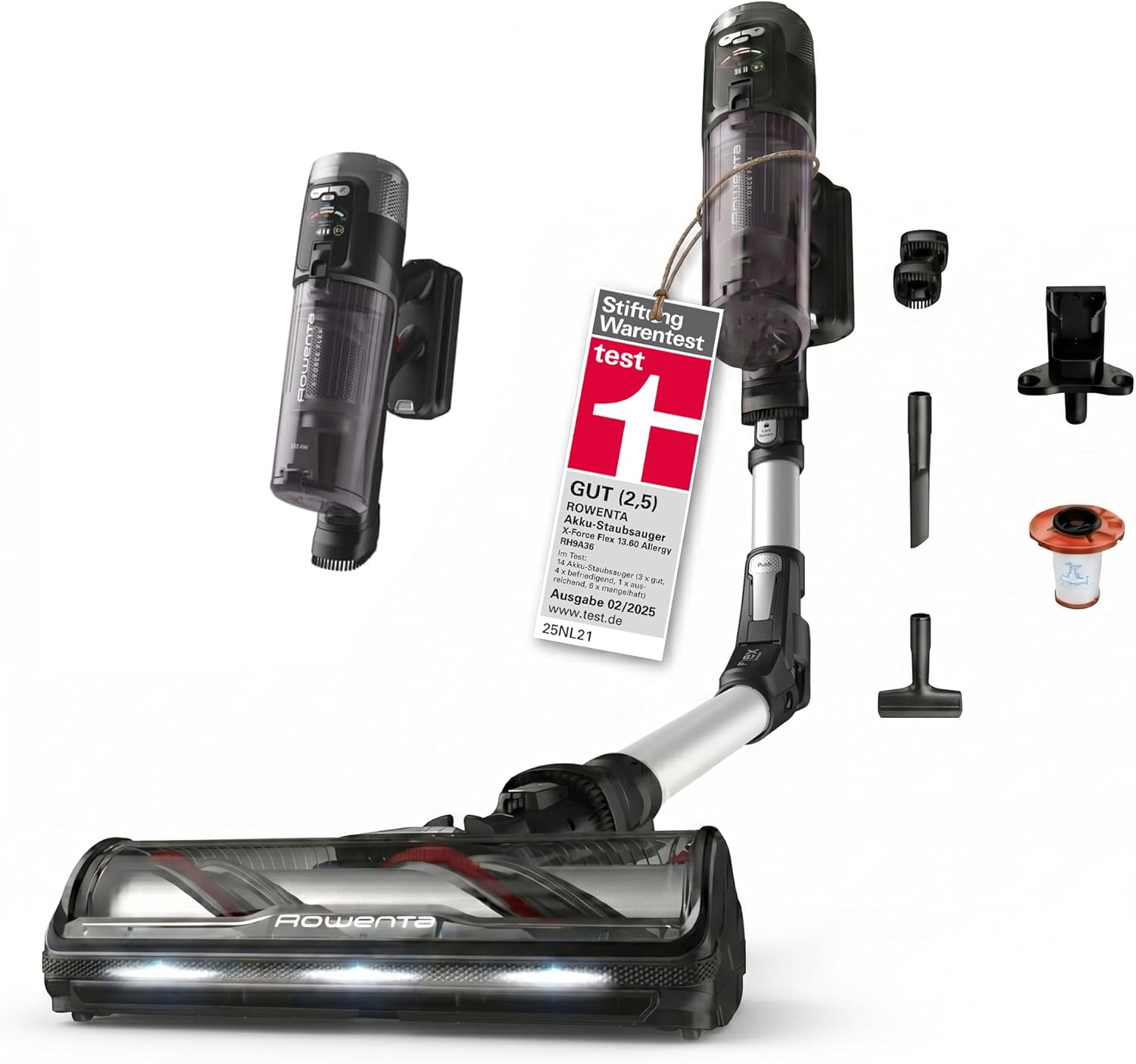 Rowenta X-Force Flex 13.60 Akku-Staubsauger, Allergikermodell, Tiefenreinigung, Flexgelenk, 150 Luftwatt, bis zu 60 Minuten Laufzeit, hergestellt in Frankreich, RH9A36WV