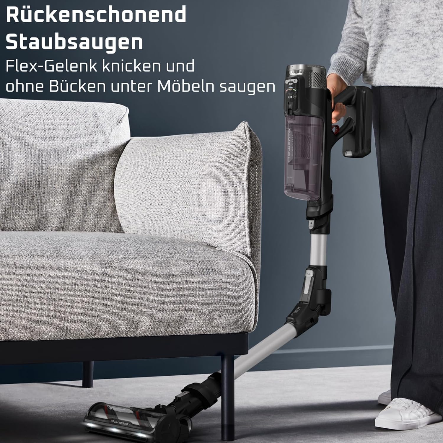 Rowenta X-Force Flex 13.60 Akku-Staubsauger, Allergikermodell, Tiefenreinigung, Flexgelenk, 150 Luftwatt, bis zu 60 Minuten Laufzeit, hergestellt in Frankreich, RH9A36WV – Bild 9