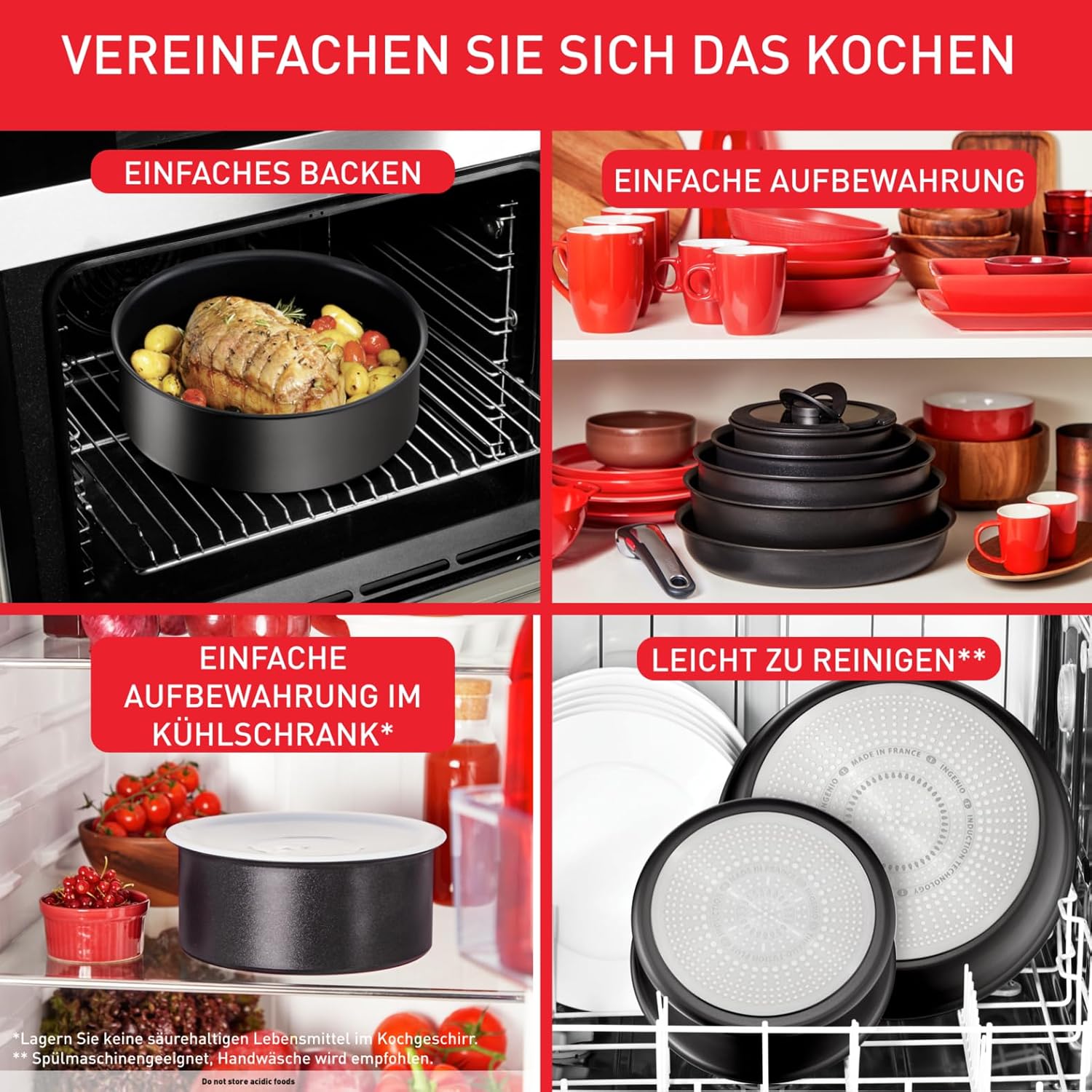 Tefal Ingenio Unlimited On L39593 13-teiliges Kochtopf- und Pfannenset, abnehmbarer Griff, stapelbar, platzsparend, Induktionspfannen mit Antihaftbeschichtung, einfach zu bedienen und zu reinigen – Bild 4