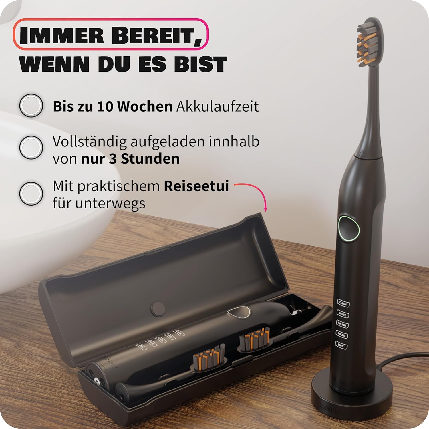 ZAHNHELD Gero G3 Elektrische Schallzahnbürsten mit 2 Bürstenköpfen und 2 Reiseetuis für eine schonende und effektive Reinigung – Bild 4