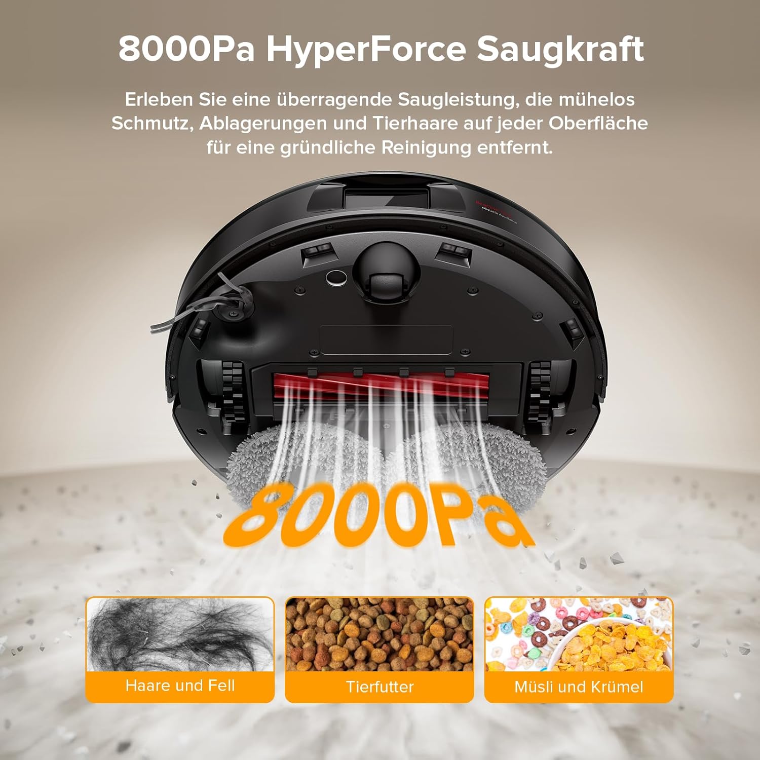 roborock Qrevo Series Roboterstaubsauger mit Wischfunktion und Hebemopp, 8000 Pa Saugkraft (verbessert durch Qrevo S), Anti-Tangling-Seitenbürste, Hindernisvermeidung, All-in-One-Dock, Schwarz (QV 35A) – Bild 2