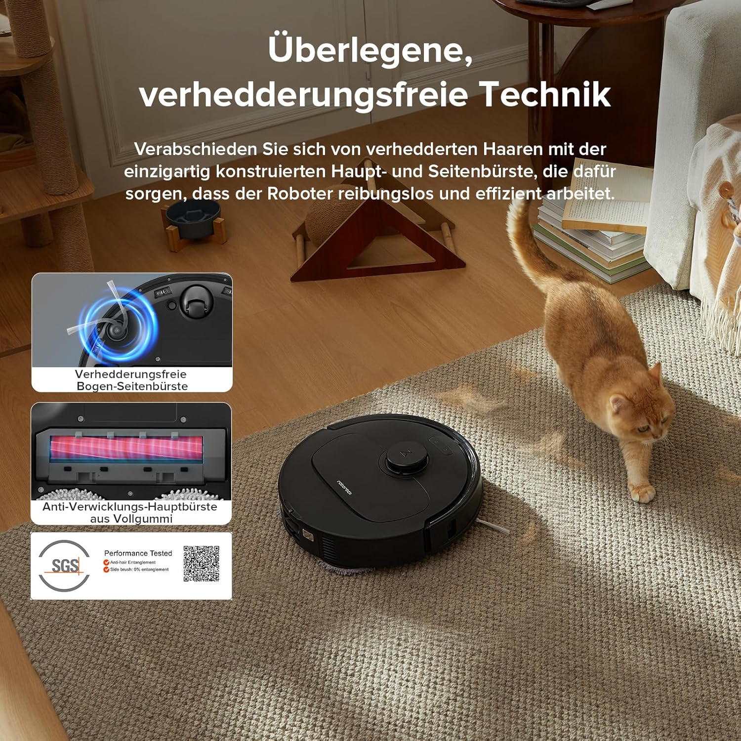 roborock Qrevo Series Roboterstaubsauger mit Wischfunktion und Hebemopp, 8000 Pa Saugkraft (verbessert durch Qrevo S), Anti-Tangling-Seitenbürste, Hindernisvermeidung, All-in-One-Dock, Schwarz (QV 35A) – Bild 5