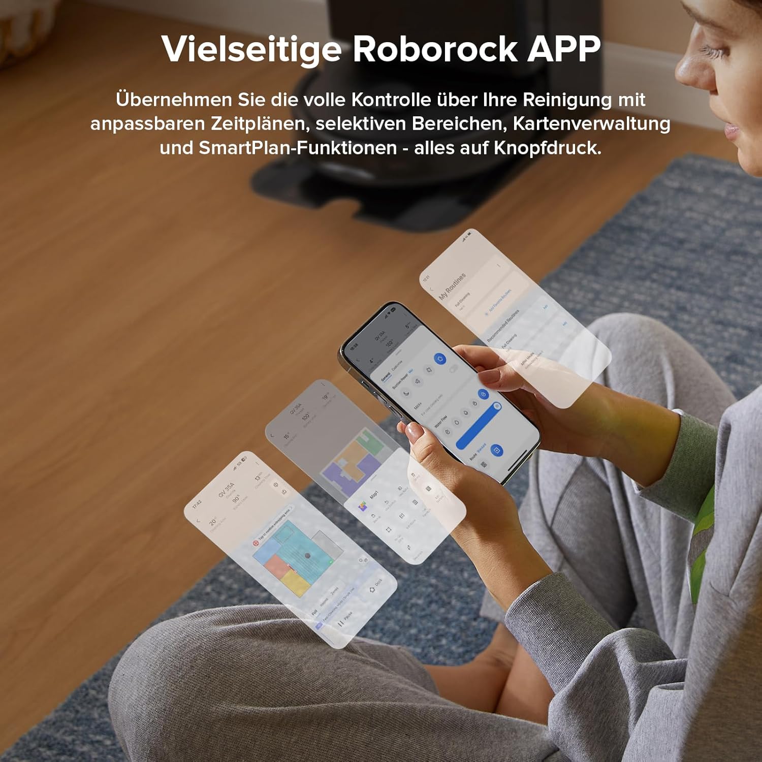 roborock Qrevo Series Roboterstaubsauger mit Wischfunktion und Hebemopp, 8000 Pa Saugkraft (verbessert durch Qrevo S), Anti-Tangling-Seitenbürste, Hindernisvermeidung, All-in-One-Dock, Schwarz (QV 35A) – Bild 9