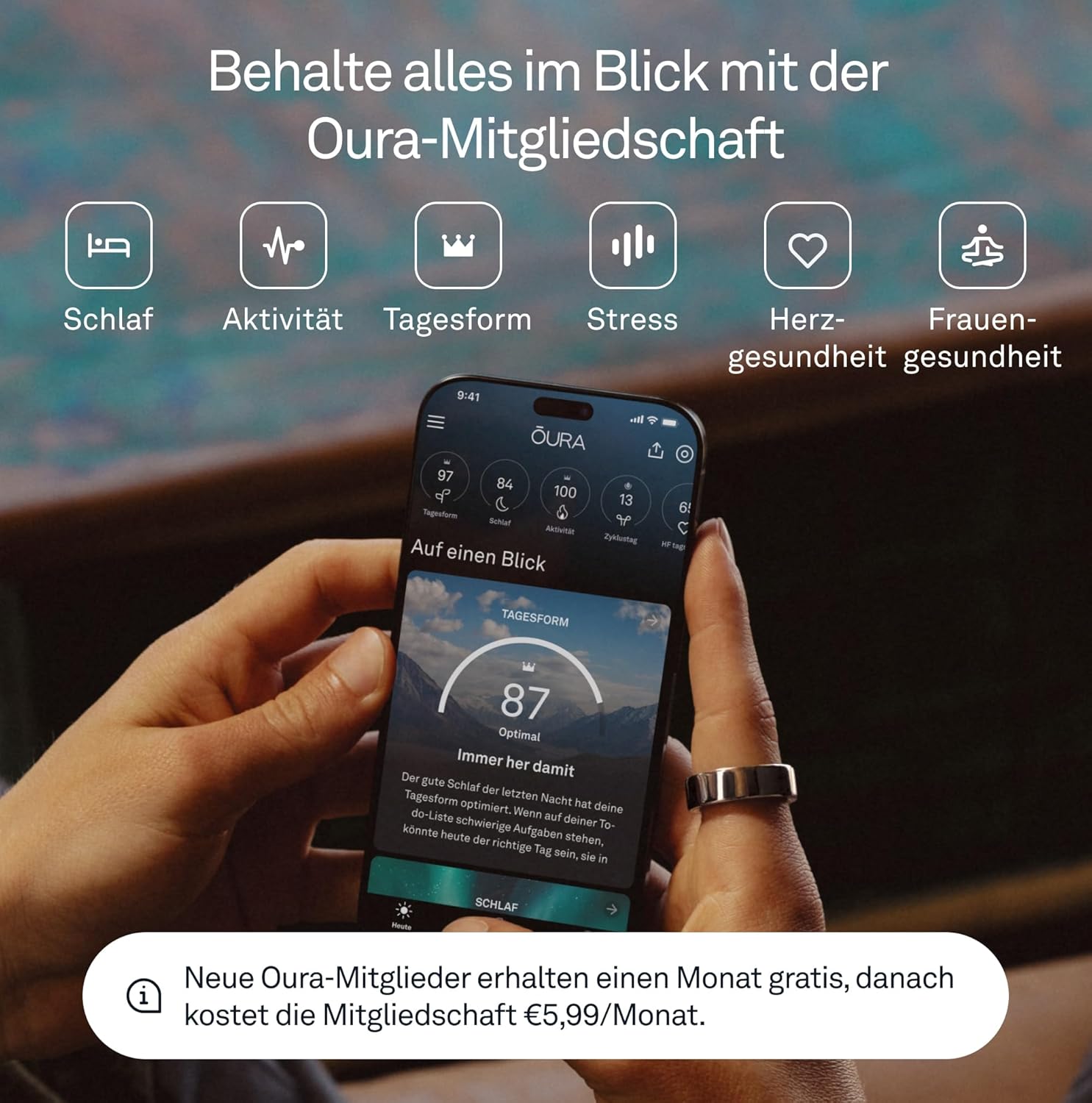 Oura Ring 4 – Gold – Größe 10 – Smart Ring | Messen Sie zuerst mit dem Oura Ring 4 Sizing Kit | Schlaf-Tracking tragbar – Herzfrequenz – Fitness-Tracker – bis zu 8 Tage Akkulaufzeit – Bild 4