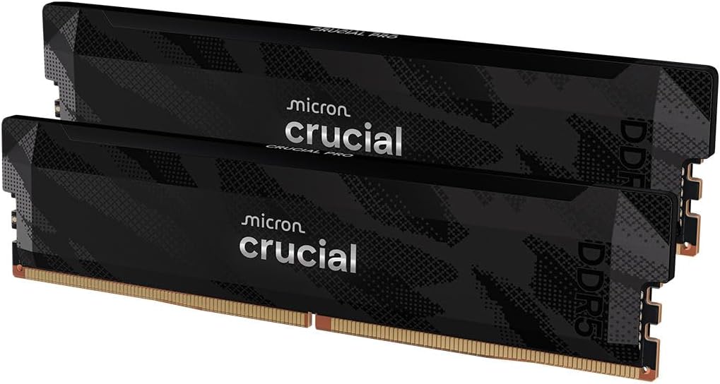 Crucial Pro DDR5 RAM 32 GB Kit (2 x 16 GB) 6400 MHz CL32, Gaming-PC-Speicher, Intel XMP 3.0 / AMD Expo, Schwarz – CP2K16G64C32U5B