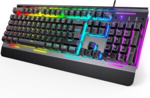 TECKNET RGB-Gaming-Tastatur mit Vol...