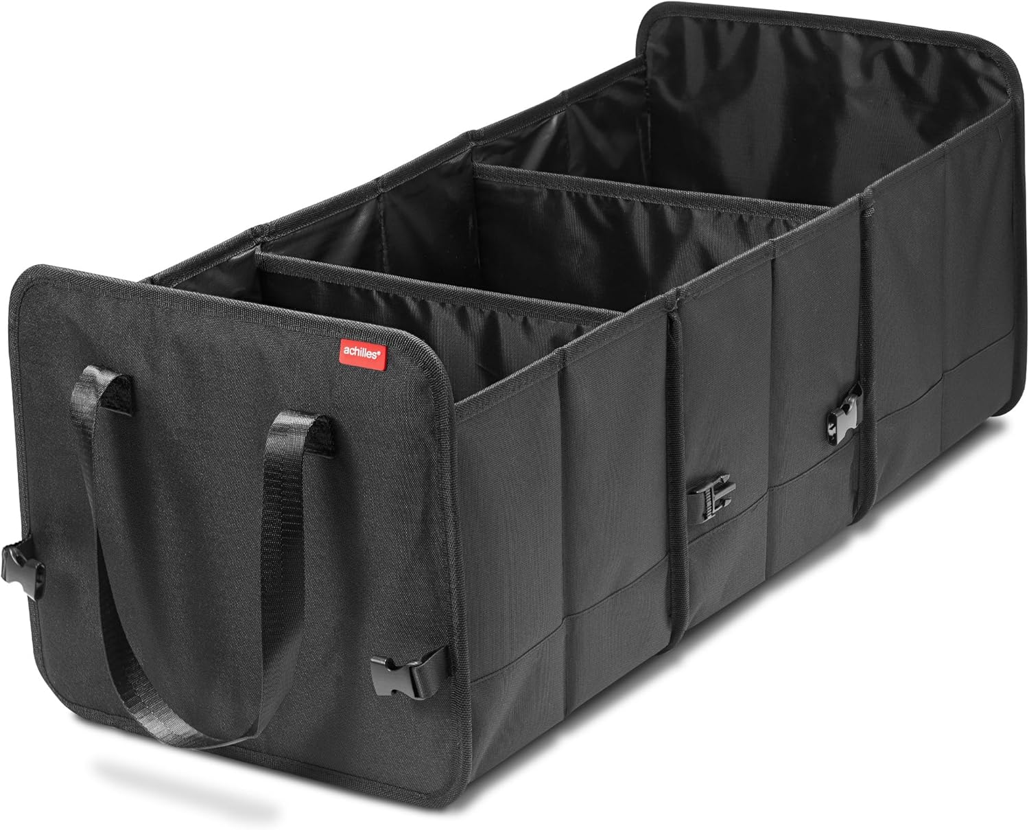 Achilles Vario-Box, faltbarer Auto-Organizer, verstellbarer Kofferraumtaschen-Korb mit Klettverschluss am Boden, große Faltkorb-Box, Faltbox-Korb, schwarz, 72 x 33 x 30 cm