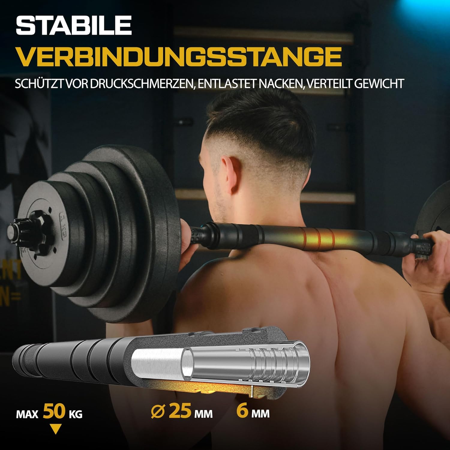 TREX SPORT Hanteln 2er Set Kurzhanteln & Langhantel | 20kg 40kg Hantelset | Kurzhanteln Set, Hanteln Set, Kurzhantel mit Verbindungsrohr & Langhantel, rutschfeste Griffe, robust – Bild 2