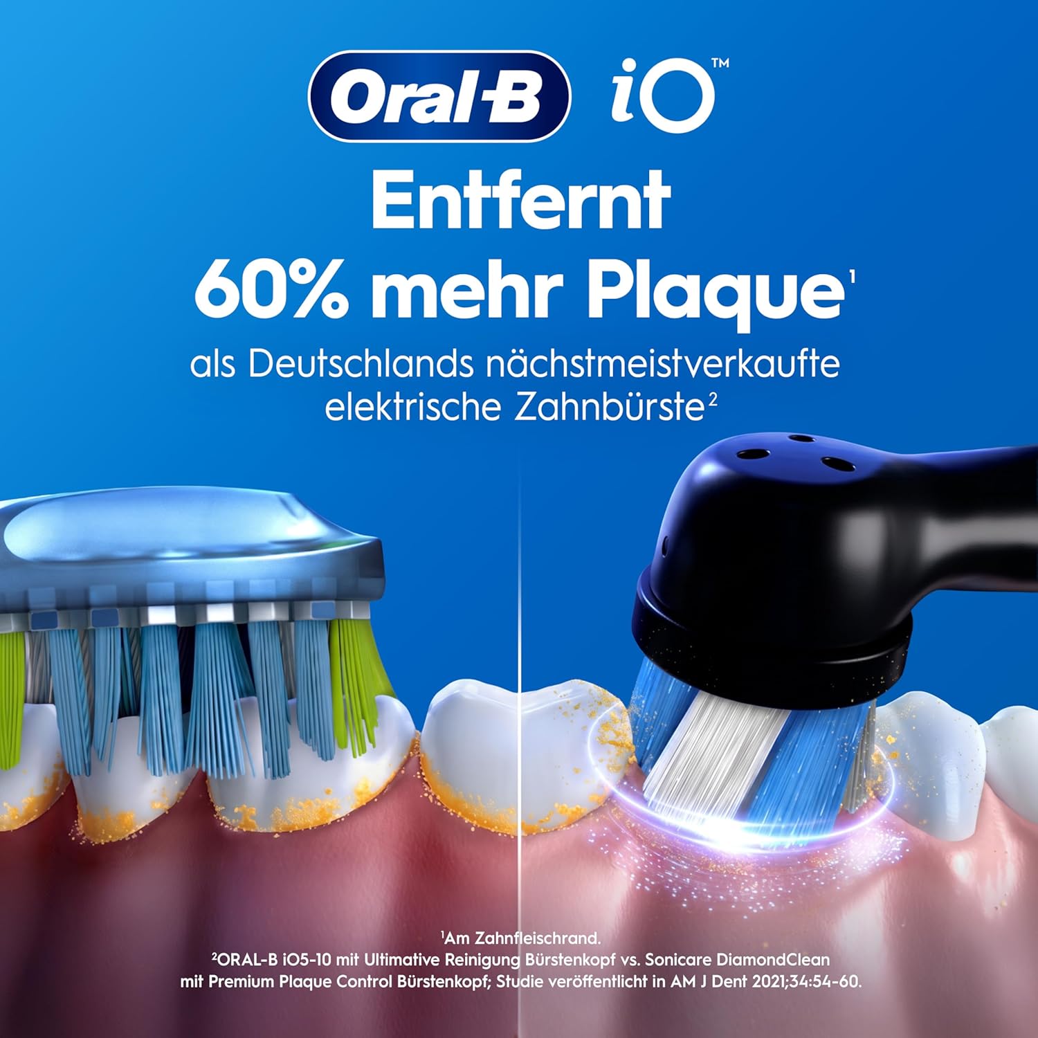 Oral-B iO Series 2 Elektrische Zahnbürste, 1 Zahnbürstenkopf, 3 Putzmodi für die Zahnpflege, Reiseetui, entworfen von Braun, Nachtschwarz – Bild 7