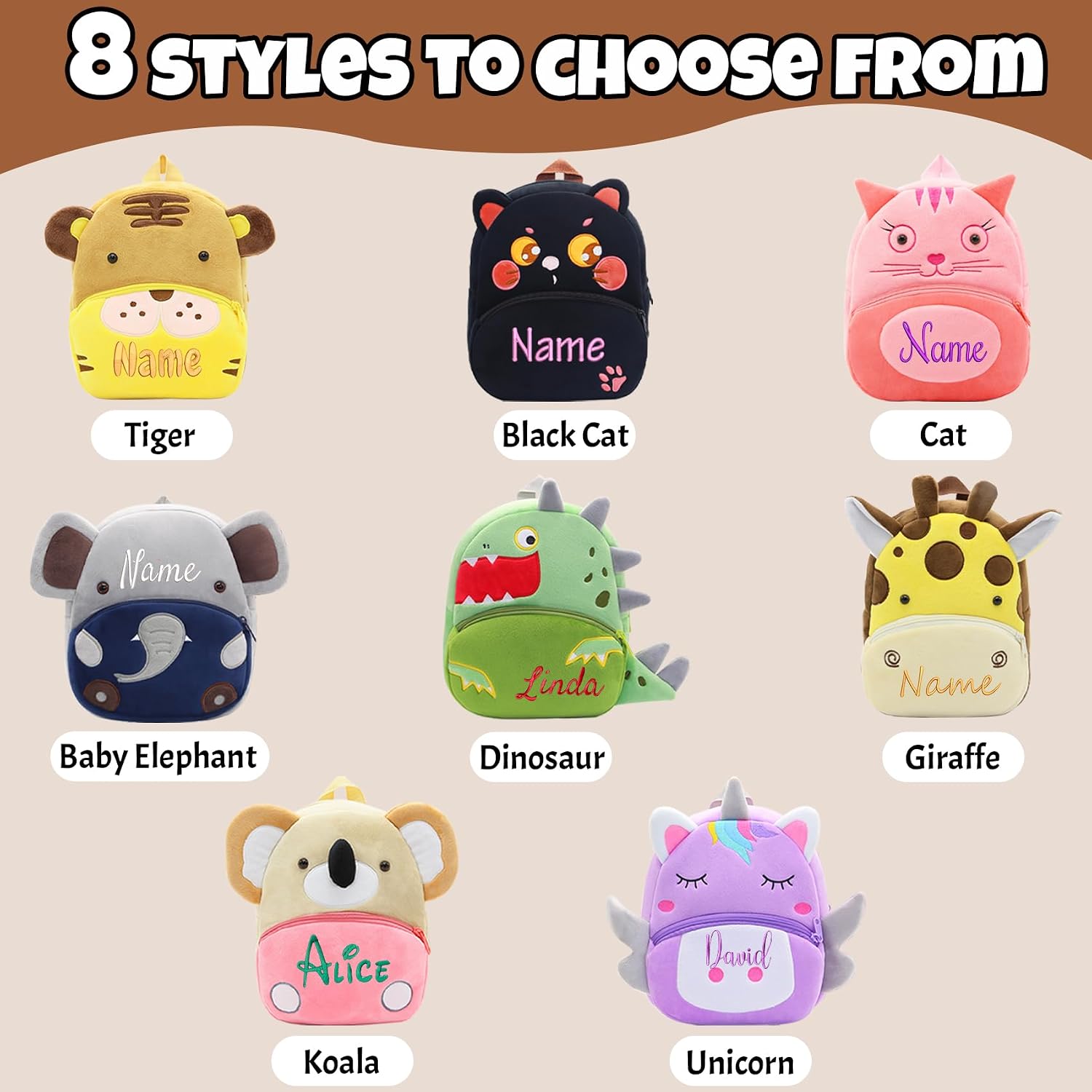 Allgemeiner personalisierter Kinderrucksack, gestickter Name, geeigneter Kinderrucksack für Mädchen, Jungen, geeignet für Kindergarten, Kindergarten und Schule, personalisierte Geschenke für den Schulanfang – Bild 4