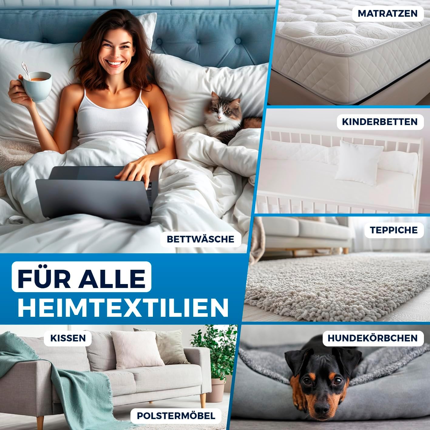 CLEANmaxx Milbensauger für Matratzen mit UV-C-Licht, Rotation, Matratzenreiniger mit HEPA-Filter, entfernt 99,9 % aller Milben, Matratzensauger mit Ultraschall, Hitze & Vibration – Bild 7