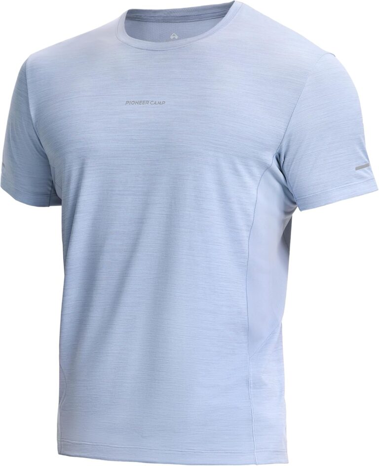 Pioneer Camp Sport-T-Shirts, atmungsaktives Laufshirt für Herren, schnell trocknendes Funktionsshirt, antibakteriell und geruchshemmend mit reflektierenden Streifen, ideal für Fitness, Training (Ballad Blue, L)