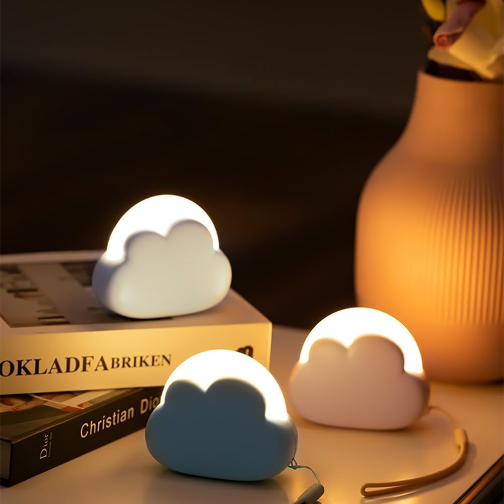 LED-Nachtlicht, dimmbar, Kinder-Nachtlicht, wiederaufladbar, Wolkenform, Nachtlicht, Baby für Schlafzimmer, USB wiederaufladbar, mobile LED-Nachtlicht-Lampe für Kinder als Geschenk zum Einschlafen, Weiß – Bild 6