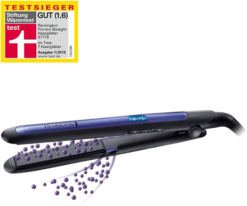 Remington Haarglätter Pro Ion Straight S7710, Dreifach-Ionen-Technologie, Digitalanzeige, maximal 230 Grad, Schwarz/Blau – Bild 3