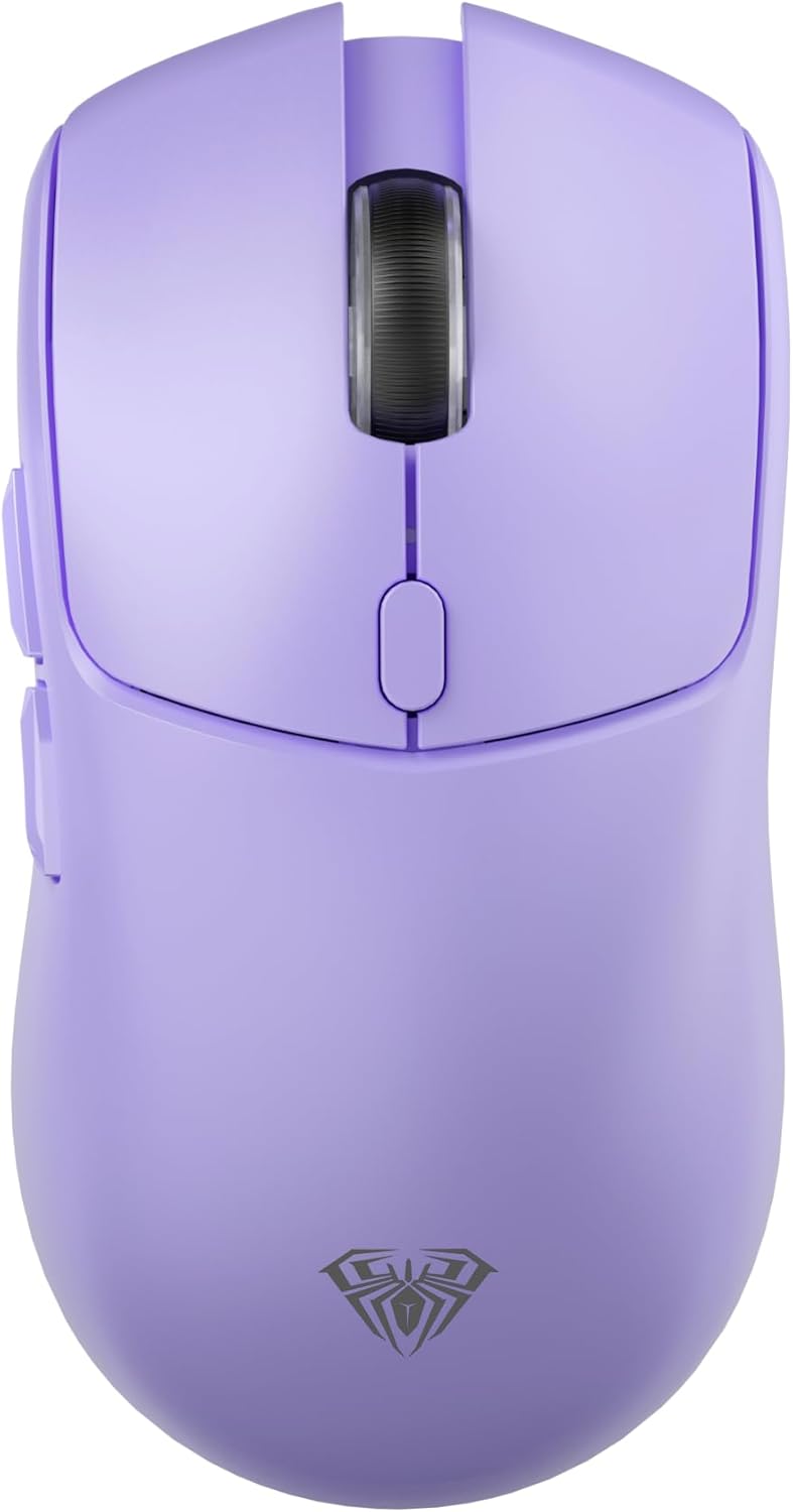 AULA SC580 Kabellose Gaming-Maus, 2,4 GHz/USB-C/BT Kabellose Gaming-Maus, 12000 DPI, 6 programmierbare Tasten, kabellose Maus für PC/Mac-Gamer (lila)