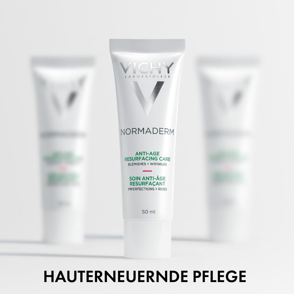 VICHY Anti-Age Tagescreme für unreine und zu Falten neigende Haut, reduziert Falten und Unreinheiten, verfeinert die Poren, mit LHA, Glykolsäure und Vitamin C, Normaderm Anti-Age, 50 ml – Bild 8