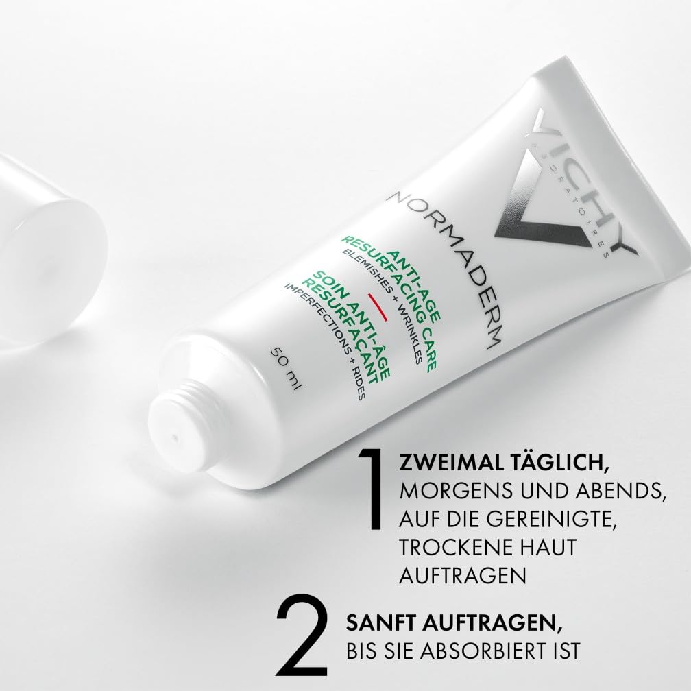 VICHY Anti-Age Tagescreme für unreine und zu Falten neigende Haut, reduziert Falten und Unreinheiten, verfeinert die Poren, mit LHA, Glykolsäure und Vitamin C, Normaderm Anti-Age, 50 ml – Bild 7