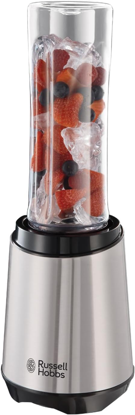 Russell Hobbs Mixer – Standmixer & Smoothie Maker to Go (23.500 U/min Power-Motor) inkl. 1 x Mixbehälter 600 ml (BPA-frei, spülmaschinenfest und bruchsicher inkl. Deckel) Zerkleinerer, Edelstahl,