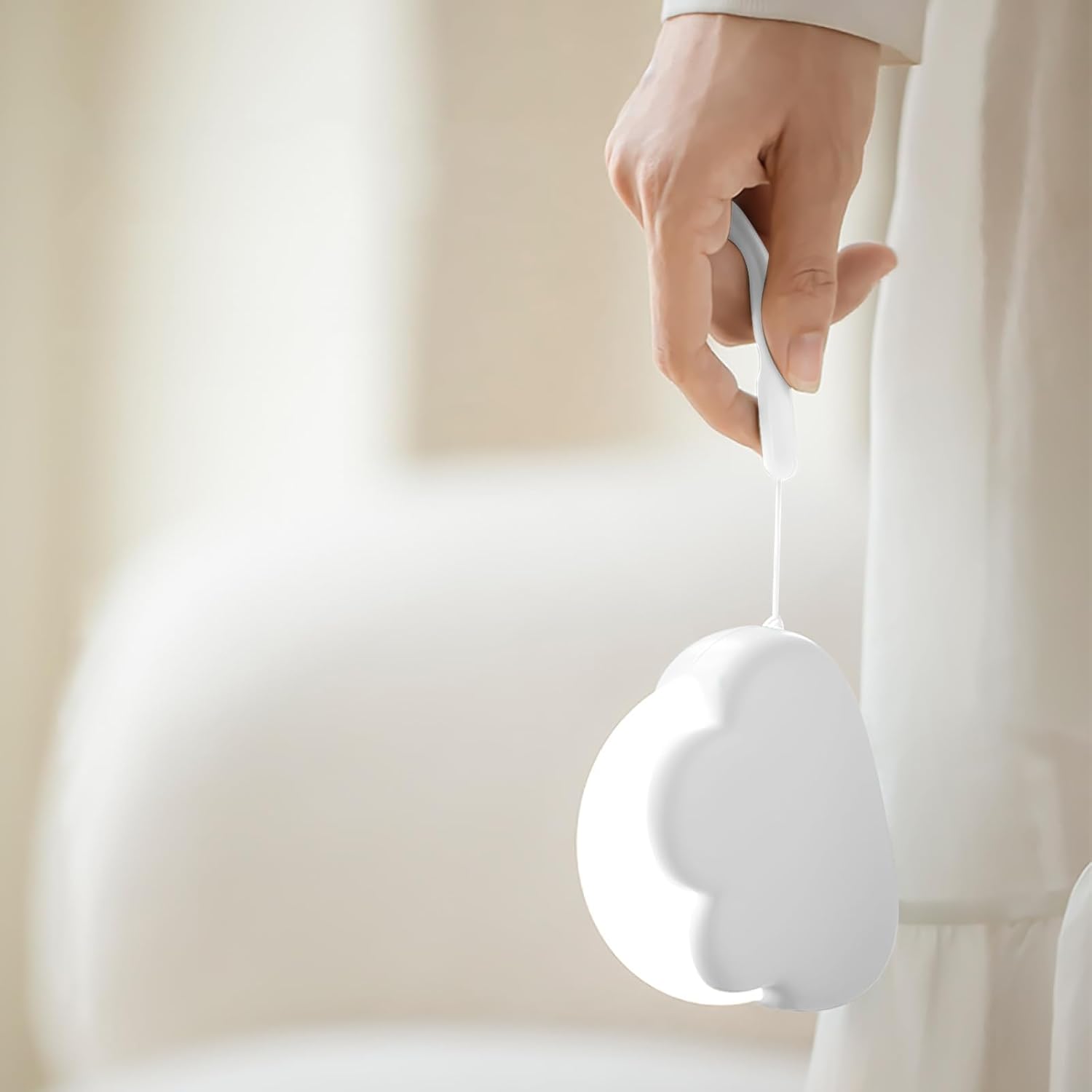 LED-Nachtlicht, dimmbar, Kinder-Nachtlicht, wiederaufladbar, Wolkenform, Nachtlicht, Baby für Schlafzimmer, USB wiederaufladbar, mobile LED-Nachtlicht-Lampe für Kinder als Geschenk zum Einschlafen, Weiß – Bild 9