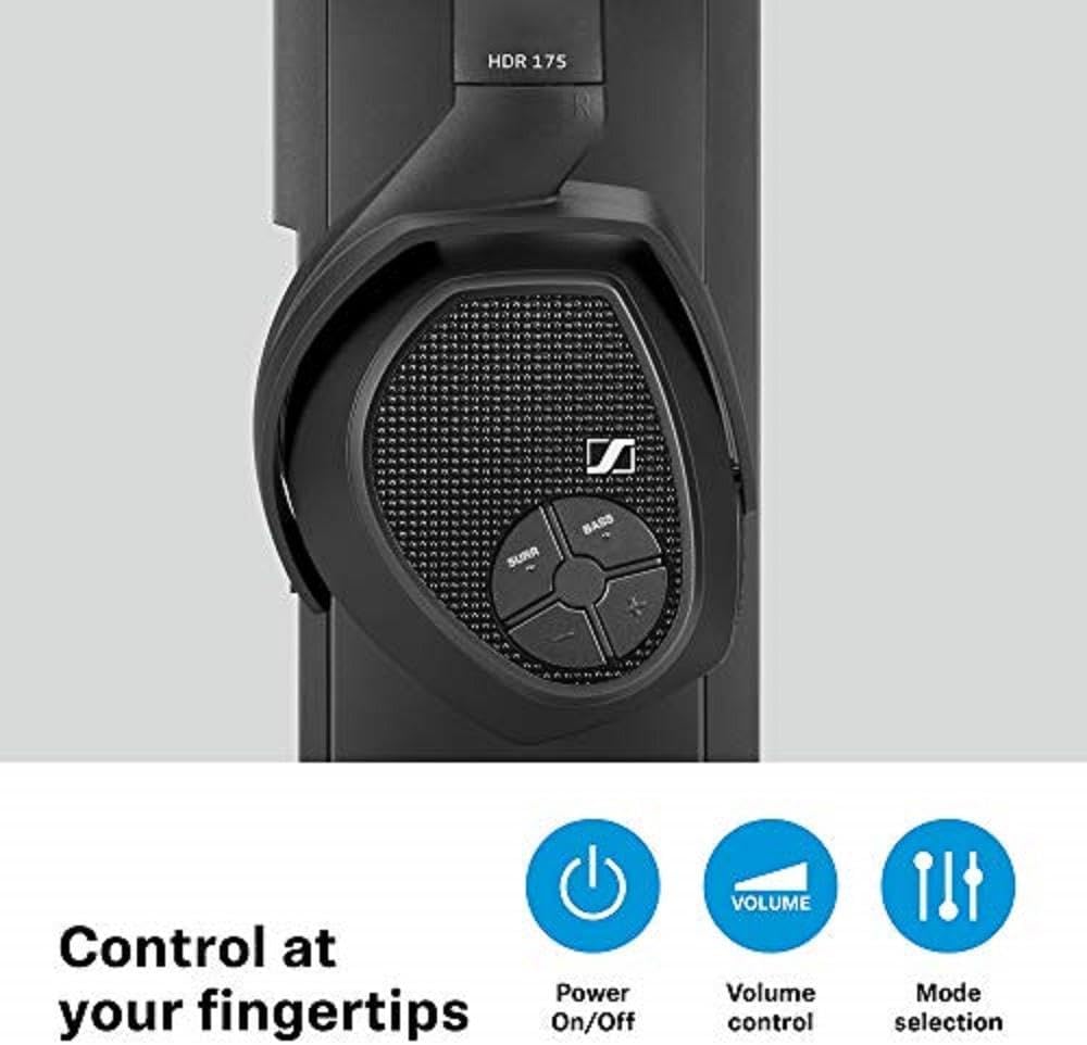 Sennheiser RS 175 Digitaler kabelloser Over-Ear-Kopfhörer – Bassverstärkung und Surround-Sound für Heim- und TV-Entertainment-Systeme, Schwarz – Bild 4