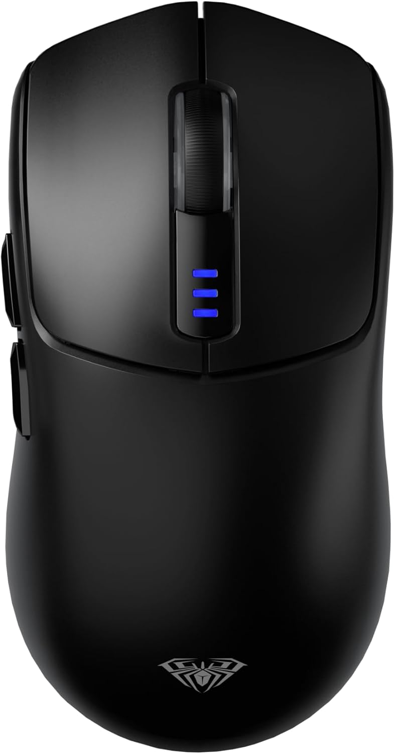 AULA SC580 Kabellose Gaming-Maus, 2,4 GHz/USB-C/BT Kabellose Gaming-Maus, 12000 DPI, 6 programmierbare Tasten, kabellose Maus für PC/Mac-Gamer (schwarz)