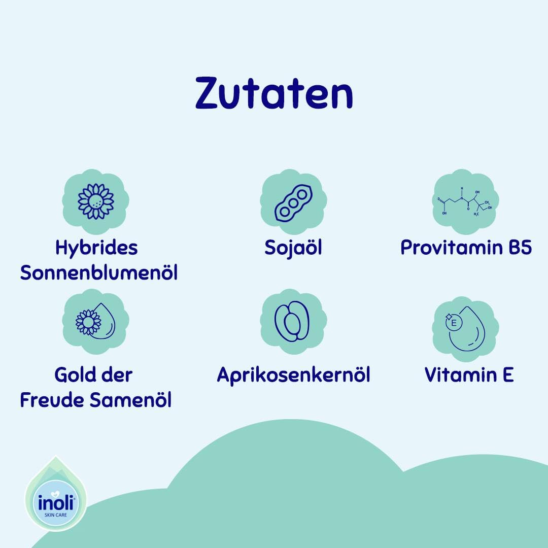 Baby 2-in-1 Shampoo & Duschgel | pH-neutral | Sanfte Babypflege mit 6 natürlichen Ölen: Sojaöl, Sonnenblumenöl, Leindotteröl, Aprikosenkernöl, Vitamin E & Provitamin B5 | 200 ml – Bild 4