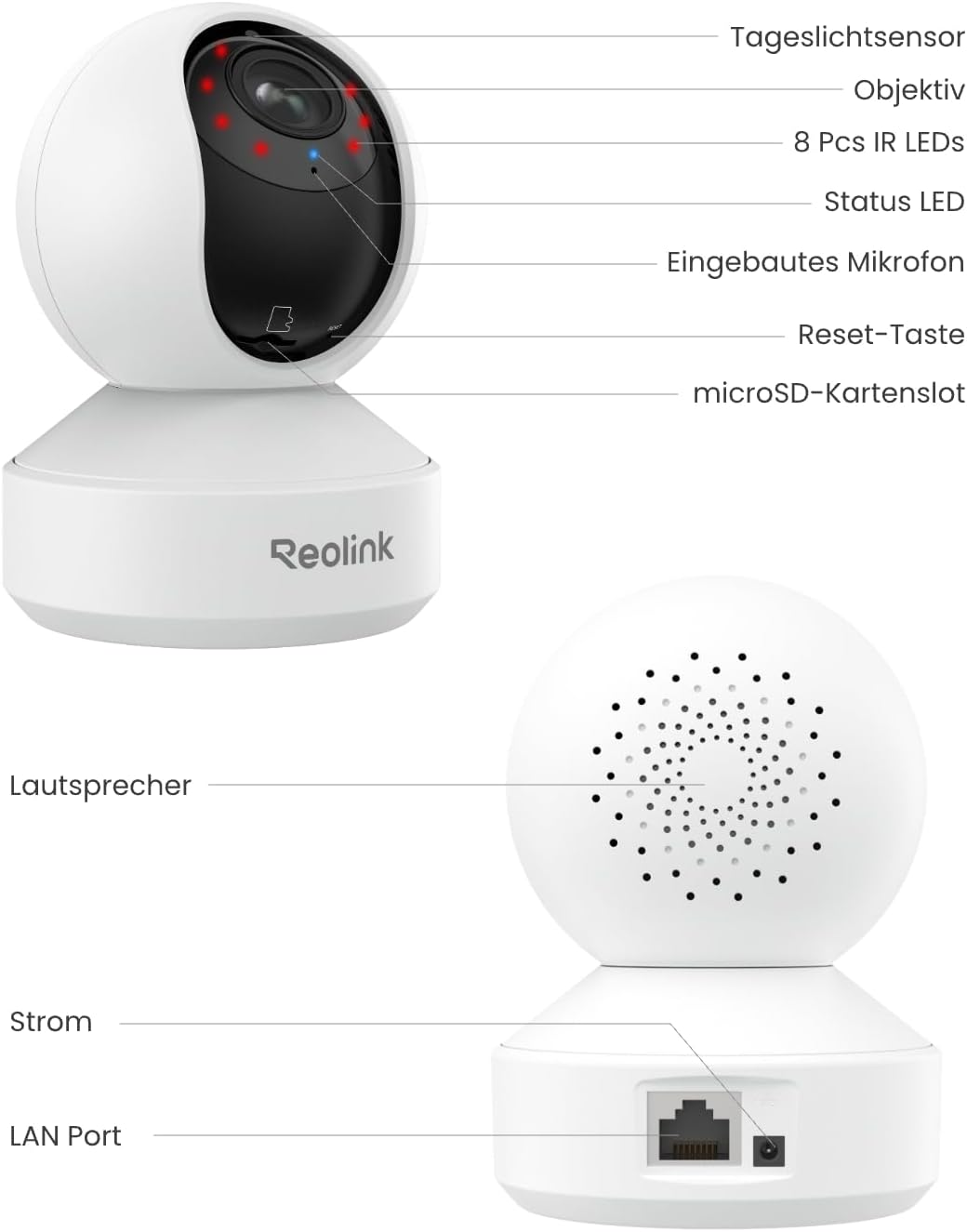 Reolink 4K PTZ WLAN-Überwachungskamera für den Innenbereich, 2,4/5 GHz Wi-Fi 6, Babyphone mit Kamera, 3-fach optischer Zoom, Autoverfolgung, Innenkamera für Kinder, Hundekamera, Erkennung von Menschen/Haustieren/Schreien, E1-Zoom – Bild 8