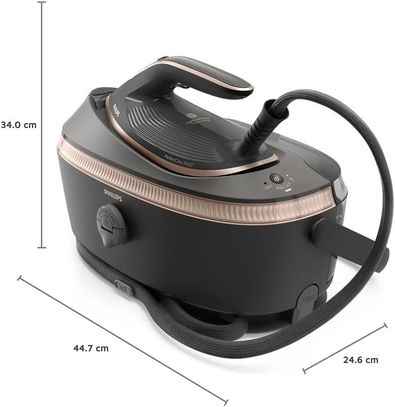 Philips PerfectCare 8000 Series Dampfbügelstation – 215 g Dauerdampf, 750 g Dampfstoß, leicht zu transportieren, OptimalTEMP, SteamGlide Elite, 1,4 l, einfache Entkalkung, garantiert keine Brandflecken (PSG8200/80) – Bild 7