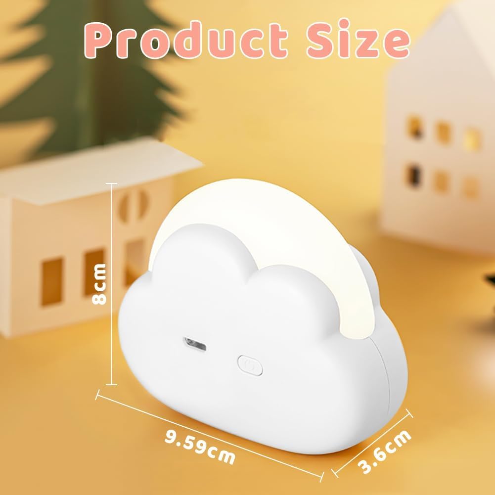 LED-Nachtlicht, dimmbar, Kinder-Nachtlicht, wiederaufladbar, Wolkenform, Nachtlicht, Baby für Schlafzimmer, USB wiederaufladbar, mobile LED-Nachtlicht-Lampe für Kinder als Geschenk zum Einschlafen, Weiß – Bild 4