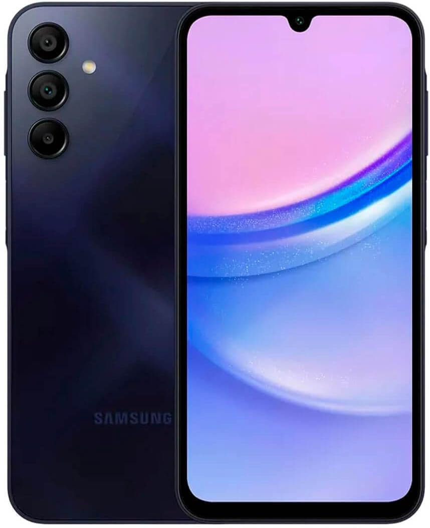 Samsung Galaxy A15 5G Smartphone, Dual-SIM, RAM 4 GB / Interner Speicher 128 GB, MicroSD-Slot, OLED-Display 6,5 Zoll, 2340 x 1080 Pixel (90 Hz), Dreifachkamera 50 MP, 5 MP, 2 MP, Frontkamera 13 MP, Blau Schwarz