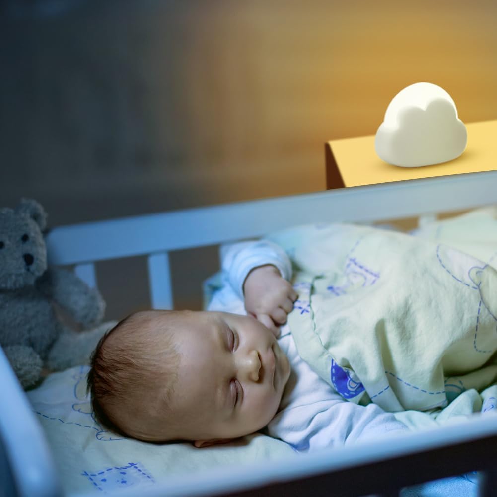 LED-Nachtlicht, dimmbar, Kinder-Nachtlicht, wiederaufladbar, Wolkenform, Nachtlicht, Baby für Schlafzimmer, USB wiederaufladbar, mobile LED-Nachtlicht-Lampe für Kinder als Geschenk zum Einschlafen, Weiß – Bild 7