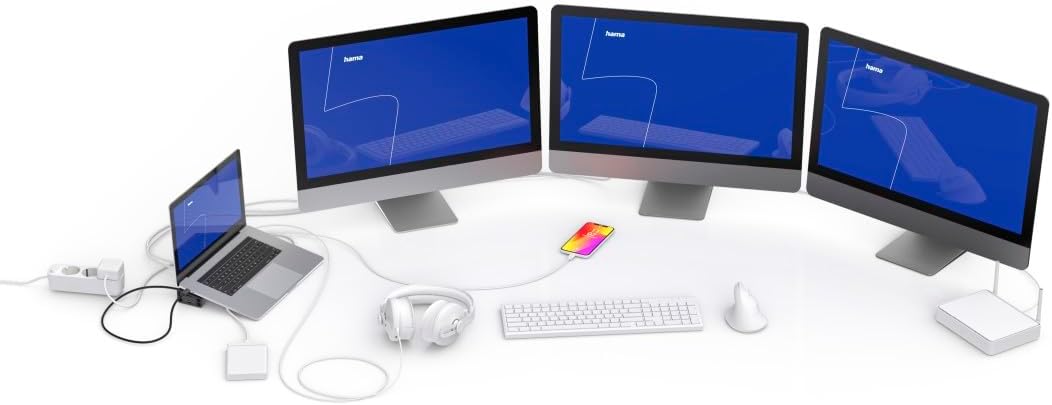 Hama USB-C-Dockingstation, 12 Anschlüsse (4 x USB A, 2 x USB C Daten, 1 x Monitor + Daten, 1 x Strom, 2 x HDMI, LAN/Ethernet, 3,5 mm Audio/AUX, MST, 4K, für Monitor, Festplatte etc.) – Bild 7