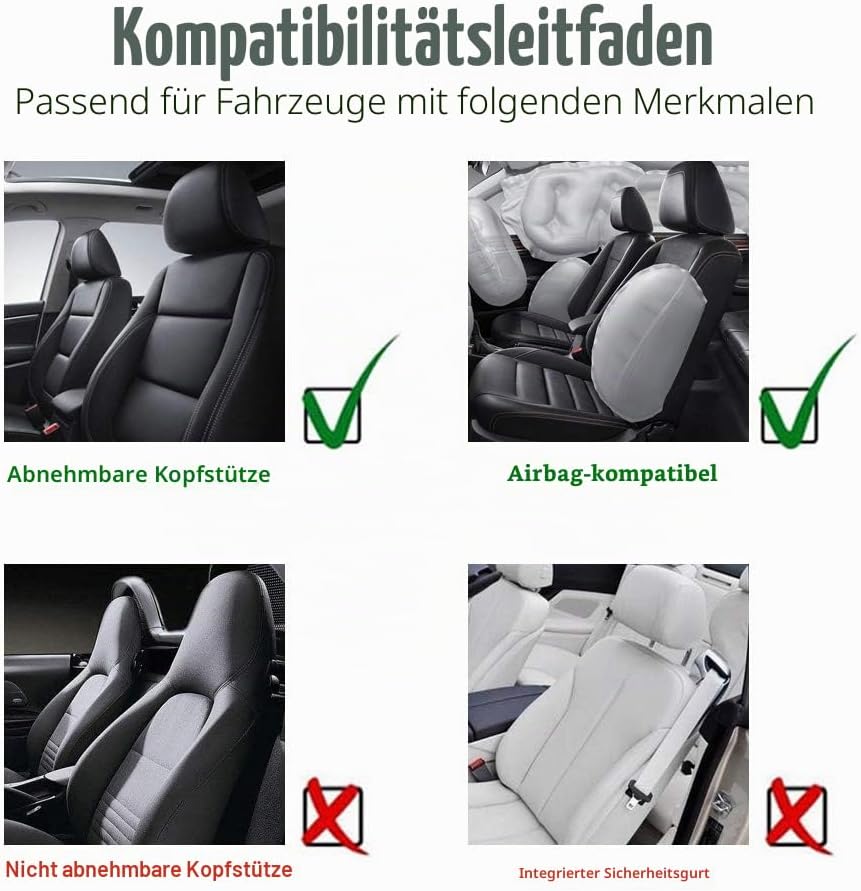 TOYOUN Universal Sitzbezüge Auto Vordersitze Autositzbezüge Schonbezüge Vordersitzbezüge Seitenairbag Passend für 2 Autositzbezüge aus Jacquard-Stoff, Grau – Bild 6