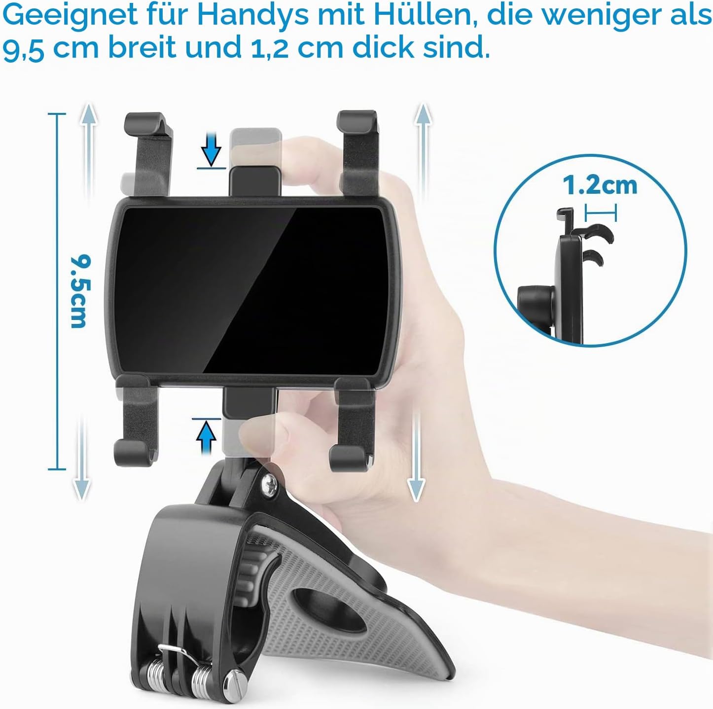 Handyhalterung fürs Auto, Handyhalterung um 360 Grad drehbar – Armaturenbrett-Handyhalterung, Auto-Clip-Halterung, KFZ-Handyhalterung, geeignet für 4 bis 7 Zoll große Smartphones – Bild 2