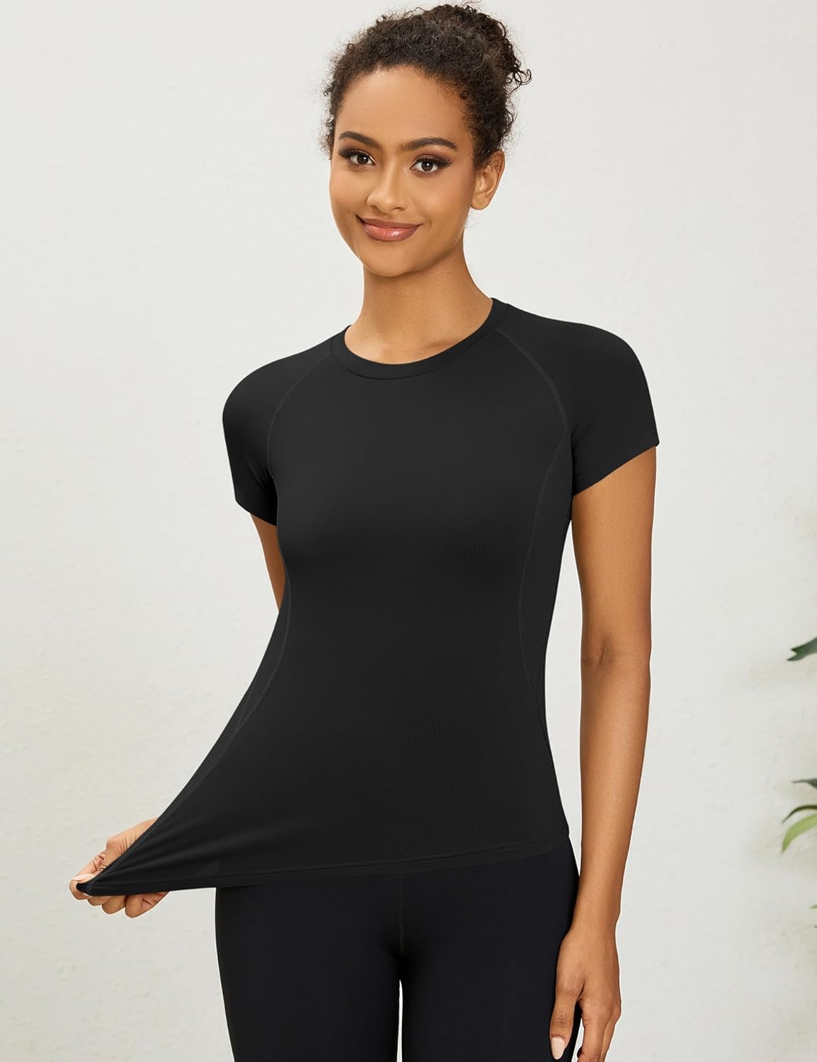 Rapbin T-Shirt Damen Sport Top Gym Top Yoga Rundhals Leichtes Atmungsaktives Sportshirt Workout Laufen Funktionsshirt Sommer Fitness Laufshirt – Bild 2