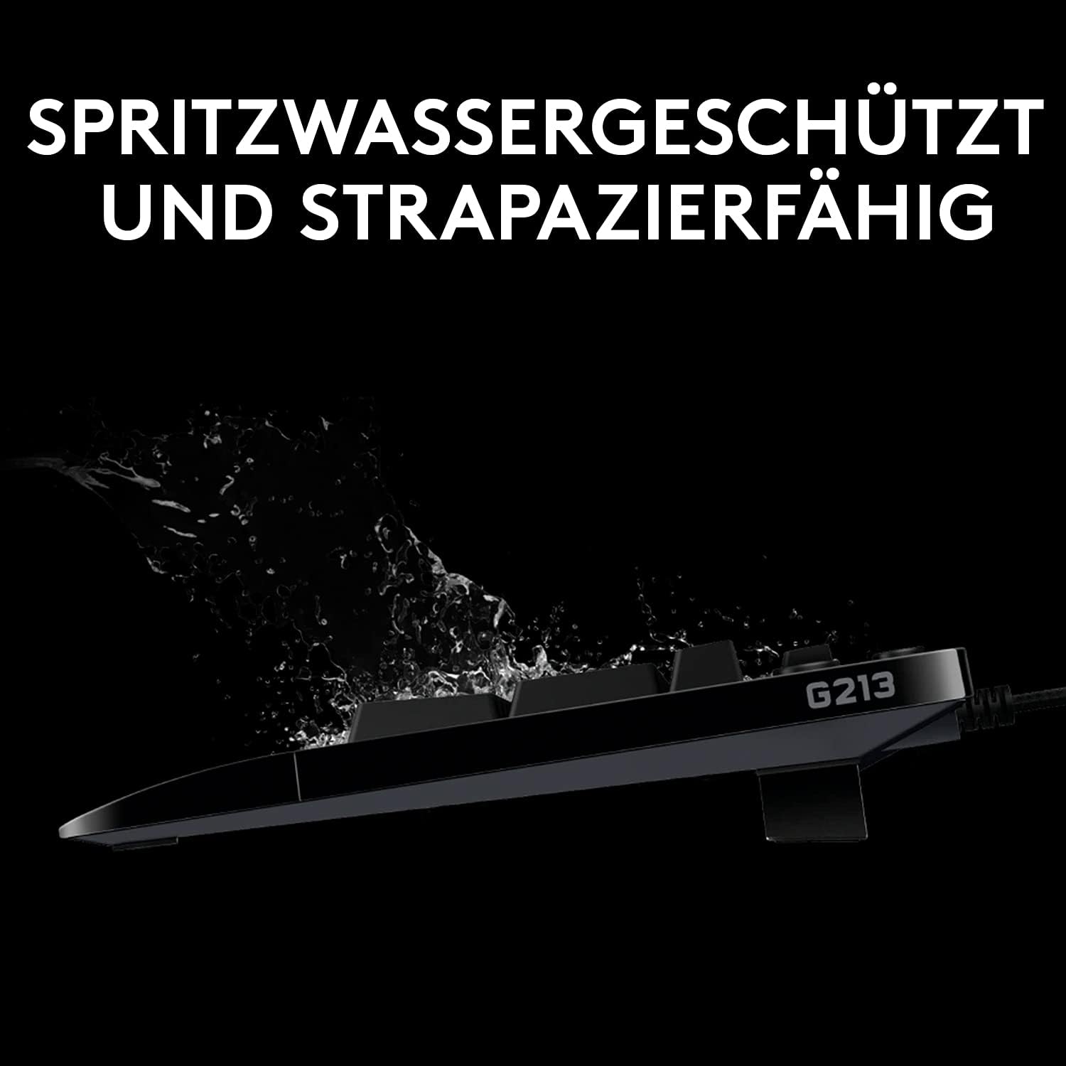 Logitech G213 Gaming Keyboard Prodigy, RGB-Beleuchtung, programmierbare G-Tasten, Multimedia-Bedienelemente, integrierte Handballenauflage, spritzwassergeschützt, deutsches QWERTZ-Layout, Schwarz – Bild 3