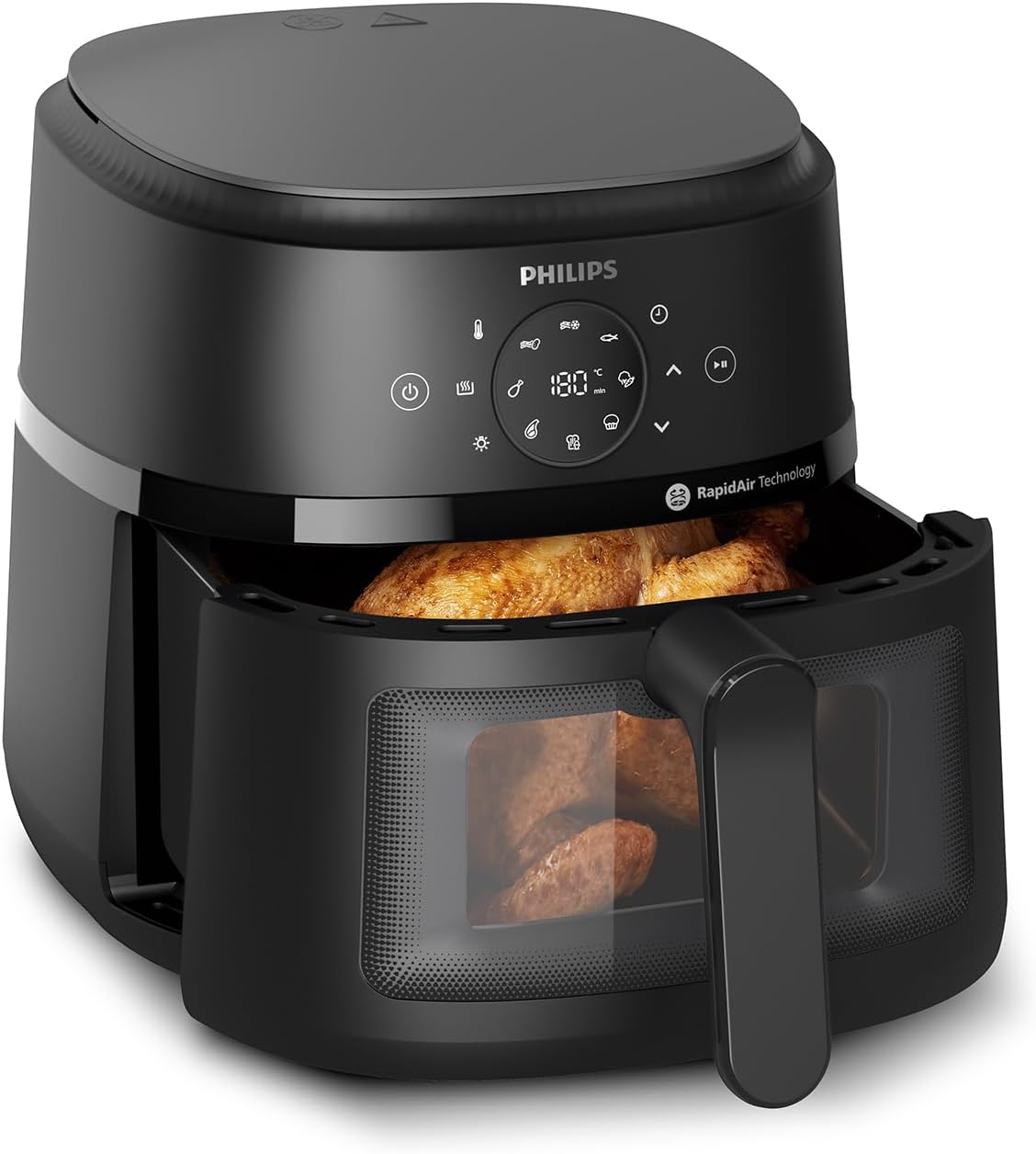 Philips Airfryer 2000-Serie – Standard-Heißluftfritteuse mit 6,2 l Fassungsvermögen, Sichtfenster, RapidAir-Technologie, 90 % weniger Fett, leicht zu reinigen, Touchscreen, energie- und platzsparend (NA230/00) – Bild 4