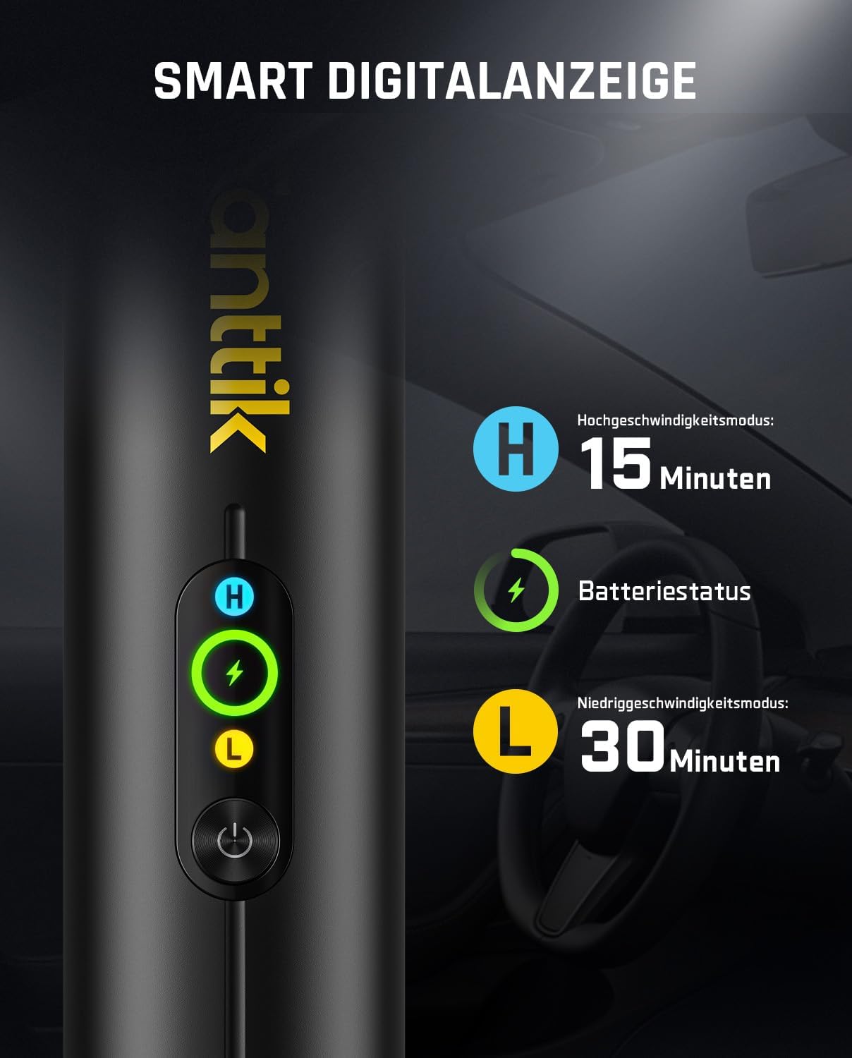 Fanttik Slim V10 APEX kabelloser 4-in-1-Auto- und tragbarer Mini-Handstaubsauger, 19 kPa Saugleistung, intelligentes Digitaldisplay, 2 Saugmodi für kleine Reinigungsarbeiten, Auto, Bürotisch, Tastaturen (schwarz) – Bild 3