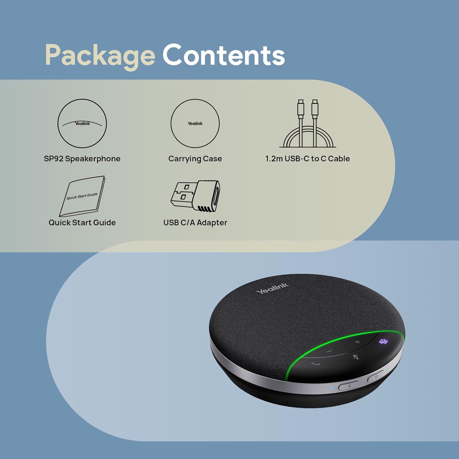 Yealink SP92 Konferenzlautsprecher mit Mikrofon, tragbares Konferenzmikrofon Bluetooth, AI-Mikrofon mit Geräuschunterdrückung, 20 Stunden Sprechzeit – Bild 7