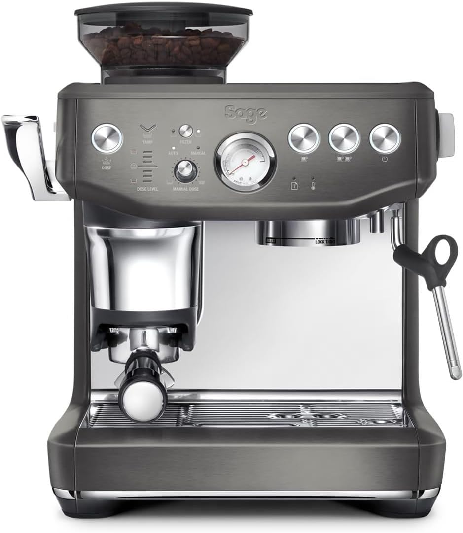 Sage – The Barista Express Impress – Kaffeemaschine mit manuellem Milchaufschäumer und integriertem Mahlwerk – Intelligente Dosierung, 25 Mahleinstellungen – Schwarzer Edelstahl