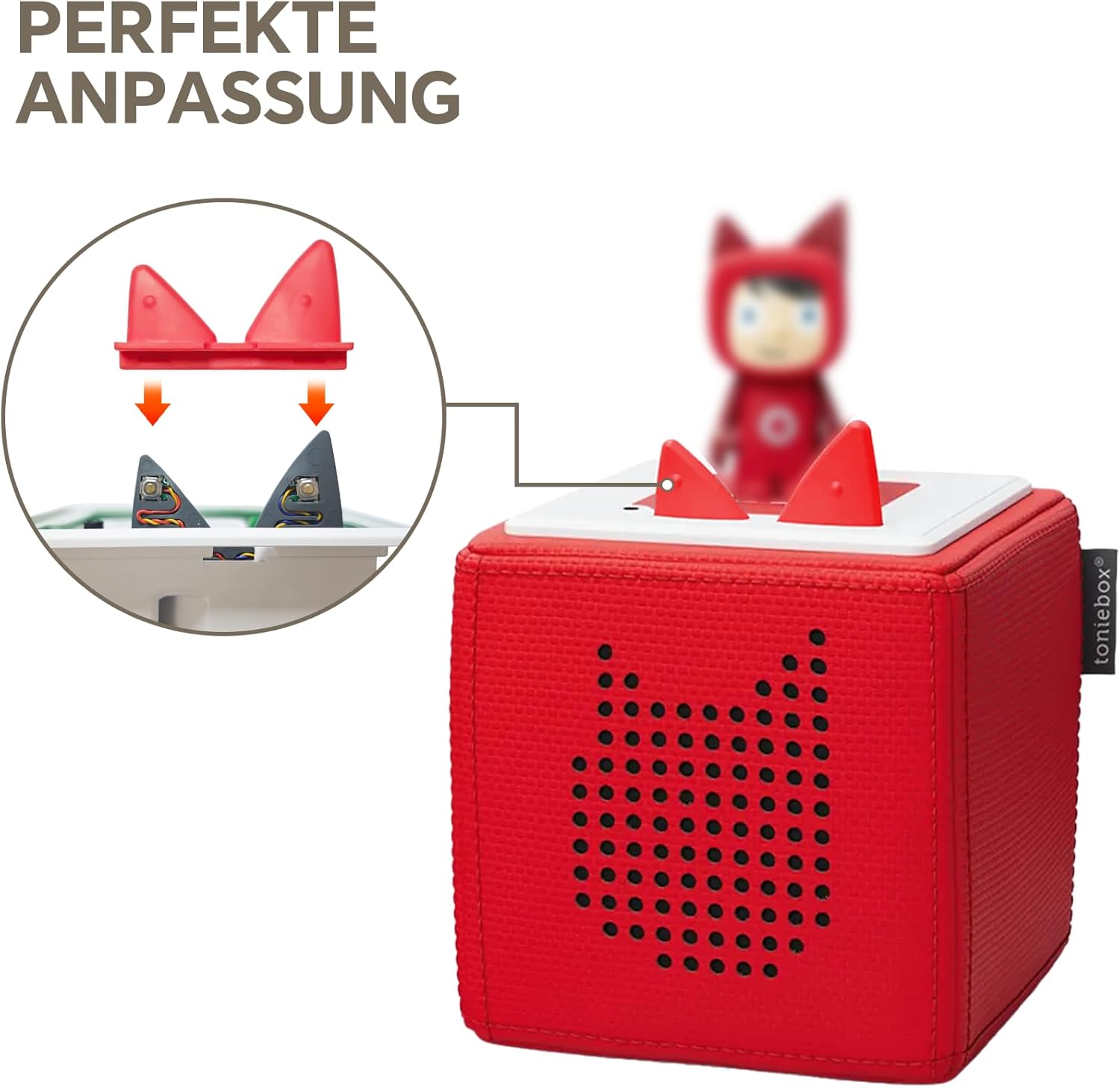 Toniebox Ohren Ersatzteile Set, Ersatzohren für Toniebox Zubehör Lautstärkeregler, Tonie Box Ohren Ersatzteile komplett mit Kabel, Tonibox Reparatur Ersatzohren, Rot, 2 Stück – Bild 2