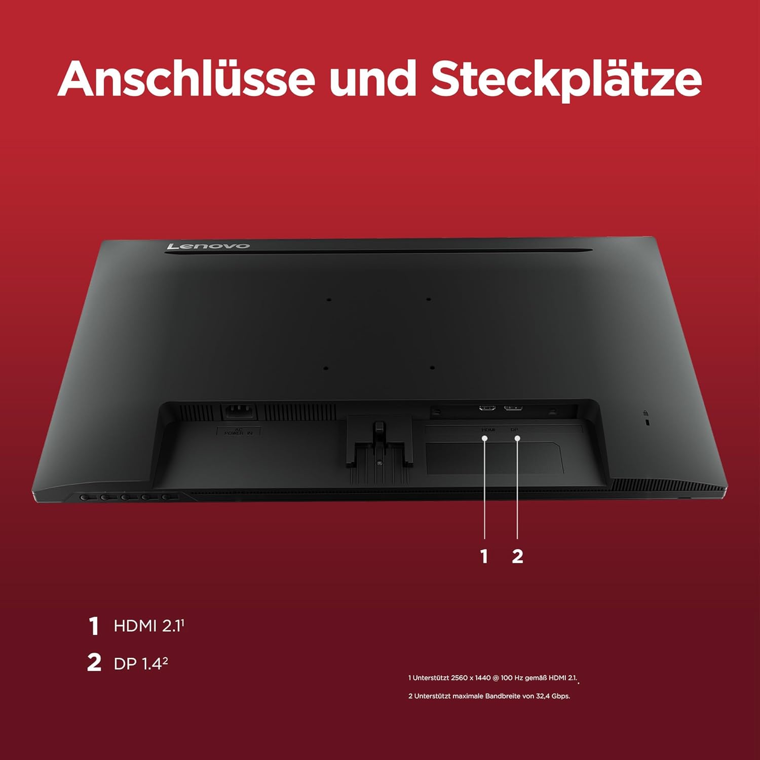 Lenovo L27qe | 27-Zoll-QHD-WLED-Monitor | 2560 x 1440 | 16:9 | 100 Hz | 4 ms Reaktionszeit | IPS-Panel | HDMI | DisplayPort | TÜV Augenschutz | Blendfrei | Rabenschwarz | 4,5 kg – Bild 12