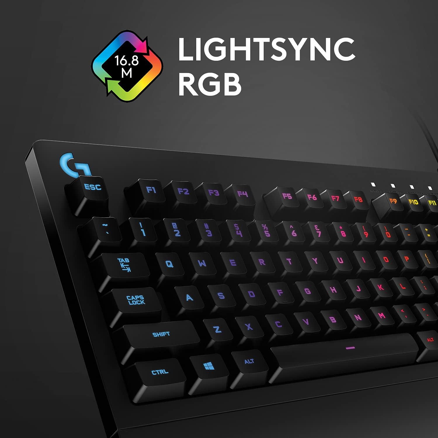 Logitech G213 Gaming Keyboard Prodigy, RGB-Beleuchtung, programmierbare G-Tasten, Multimedia-Bedienelemente, integrierte Handballenauflage, spritzwassergeschützt, deutsches QWERTZ-Layout, Schwarz – Bild 4