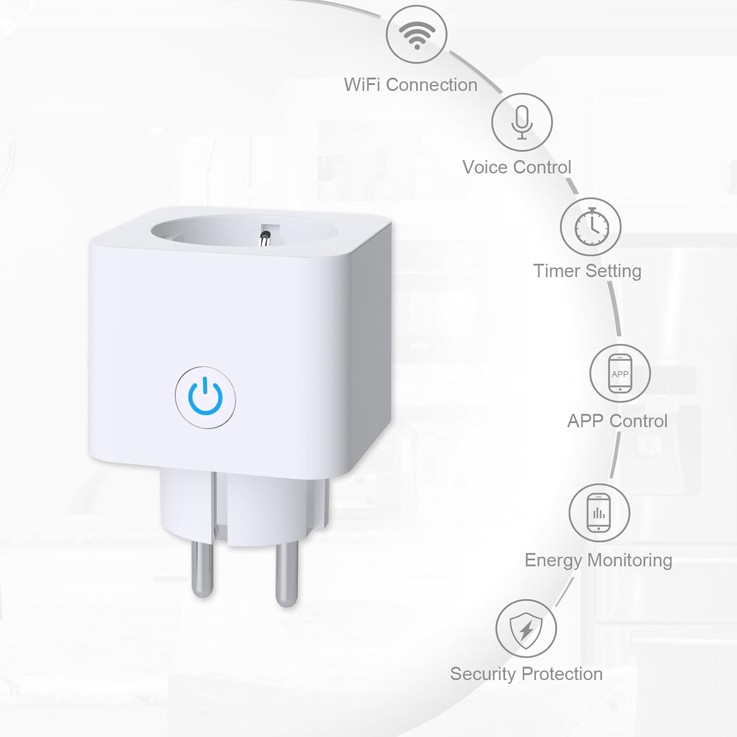 ANTELA WLAN Smart Steckdose 16A Stromverbrauchsmessung, kompatibel mit Alexa und Google Home, App-Fernbedienung, 2,4 GHz, 3680 W, 2er Pack – Bild 2