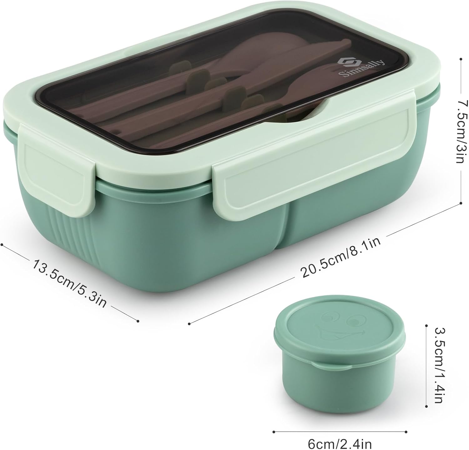 Sinnsally Lunchbox mit Trennwänden Set, 1250 ml Lunchbox mit Fächern Erwachsene, Lunchbox, Frühstücksbox, Lunchbox mit Besteck, Lunchbox, Lunchbox, Lunchbox, Lunchbox – Bild 2