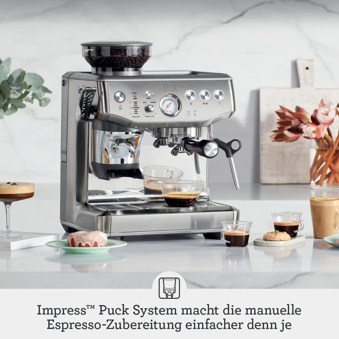 Sage – The Barista Express Impress – Kaffeemaschine mit manuellem Milchaufschäumer und integriertem Mahlwerk – Intelligente Dosierung, 25 Mahleinstellungen – Schwarzer Edelstahl – Bild 2
