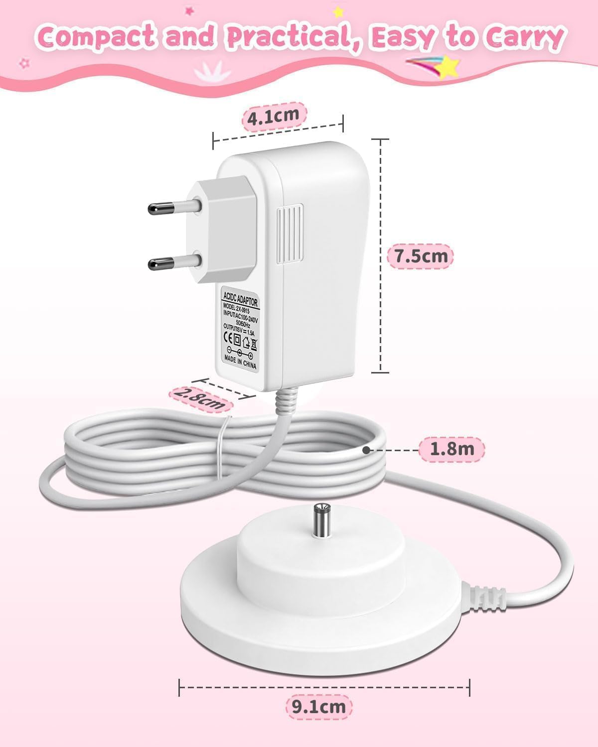 9 V Ladekabel für Toniebox, Ladestation kompatibel mit Tonie Box Audio Player, sechsschichtiger Sicherheitsschutz, 1,8 m Kabel, kann das Original-Toniebox-Ladegerät ersetzen, mit Bas – Bild 7