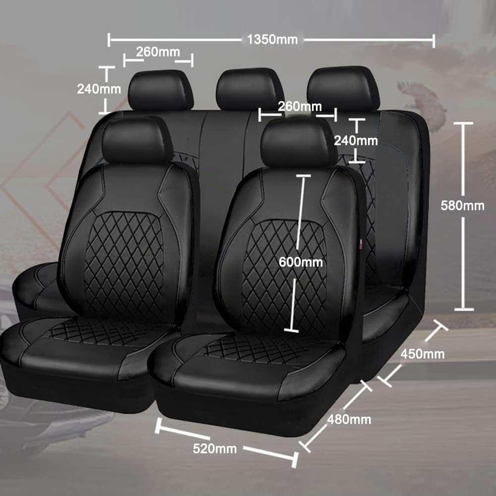 9 Stück Autositzbezüge Universal PU Leder Sitzbezug Komplettset mit Zubehör für Auto SUV für Auto – Bild 2
