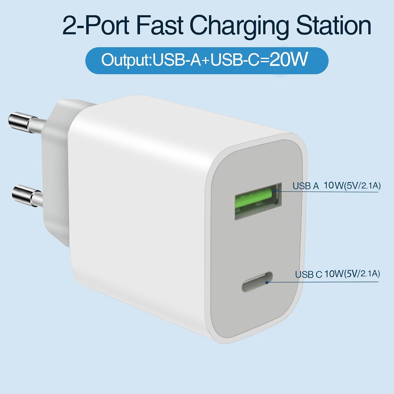 20W USB C Ladegerät mit Kabel 1,2m, Schnellladegerät Netzteil Adapterstecker, Ladestecker USB Schnellladenetzteil USB-C Ladegerät Netzstecker für iPhone 17 16 15 14 13 12 11 lPad S Samsung G Alaxy Weiß – Bild 4